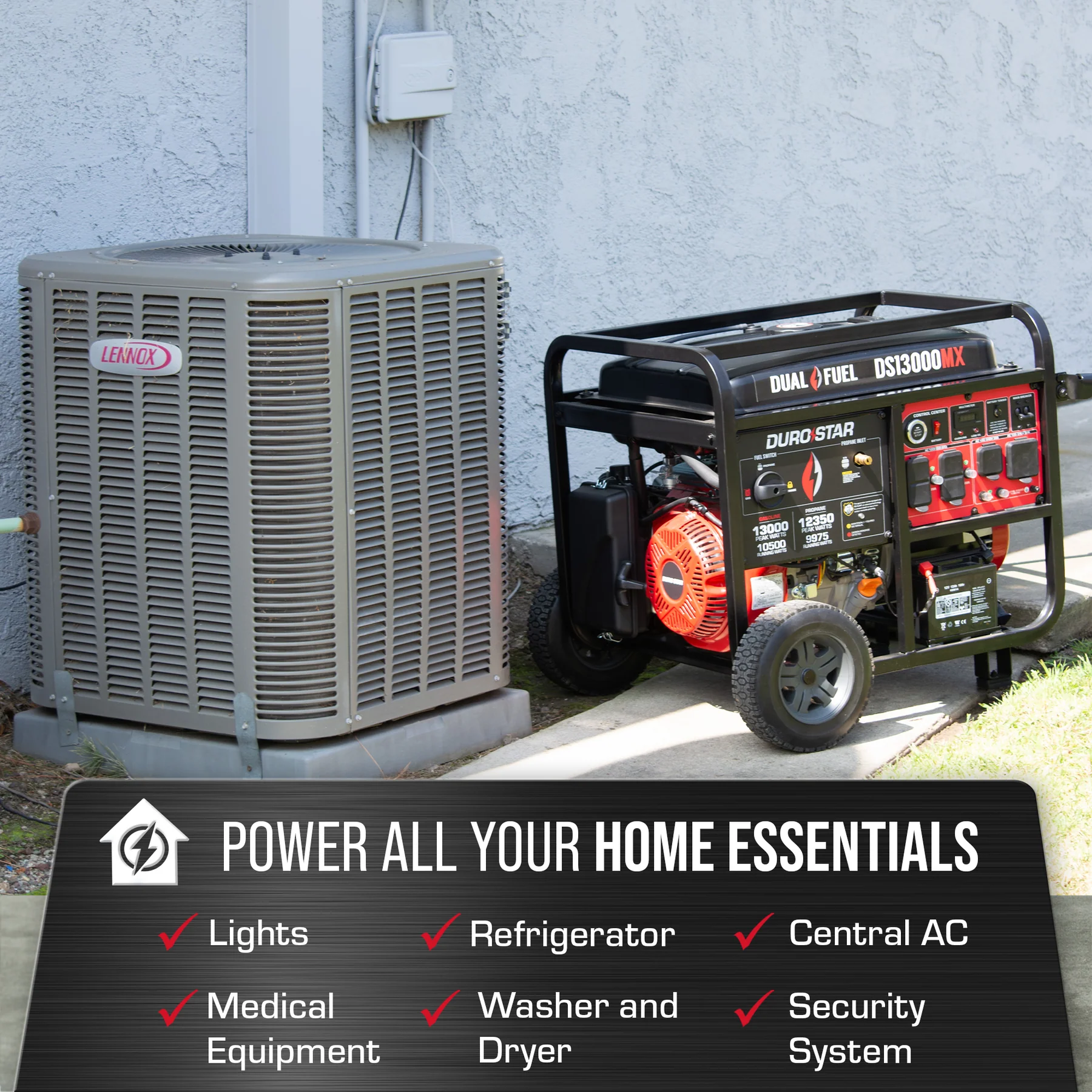 DuroStar DS13000MX 13,000 Watt Dual Fuel Portable Generator w/ CO Alert - Recon - Image 6