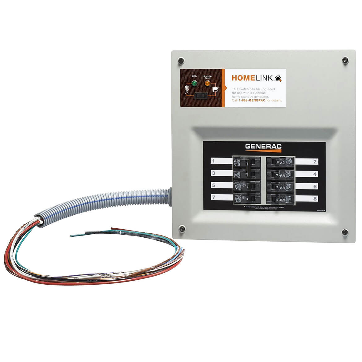 Generac 6853 30-Amp 6 - 8-Circuit HomeLink Indoor Manual Transfer Switch Kit - Image 2