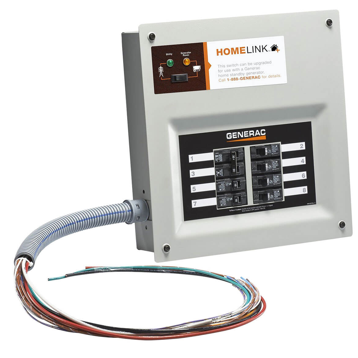Generac 6853 30-Amp 6 - 8-Circuit HomeLink Indoor Manual Transfer Switch Kit - Image 3