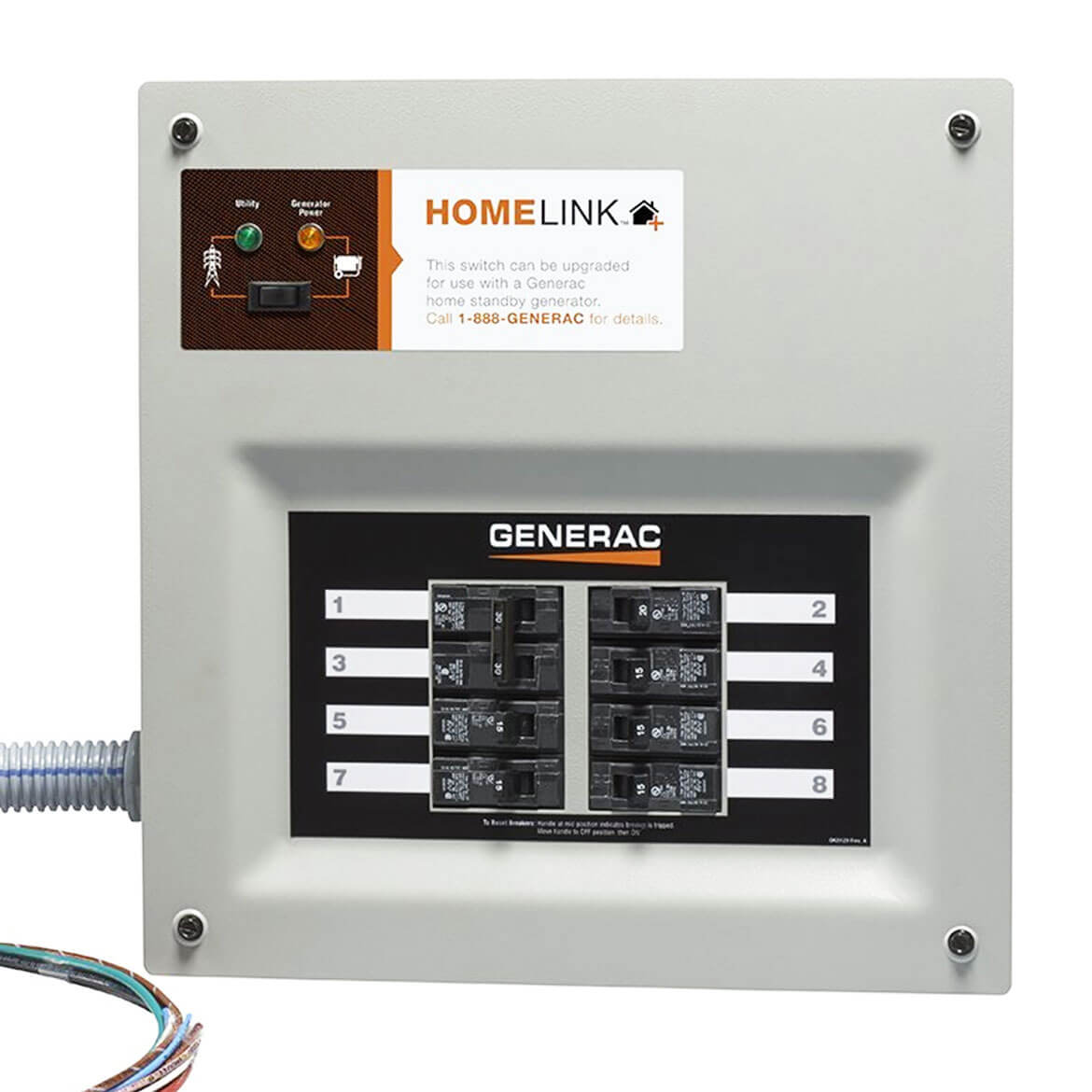 Generac 6853 30-Amp 6 - 8-Circuit HomeLink Indoor Manual Transfer Switch Kit - Image 5
