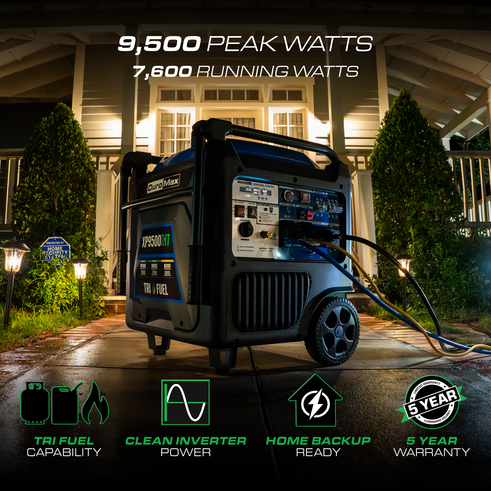 DuroMax XP9500iHT 9,500 Watt Portable Tri Fuel Inverter Generator - Quiet, Low THD - Image 2