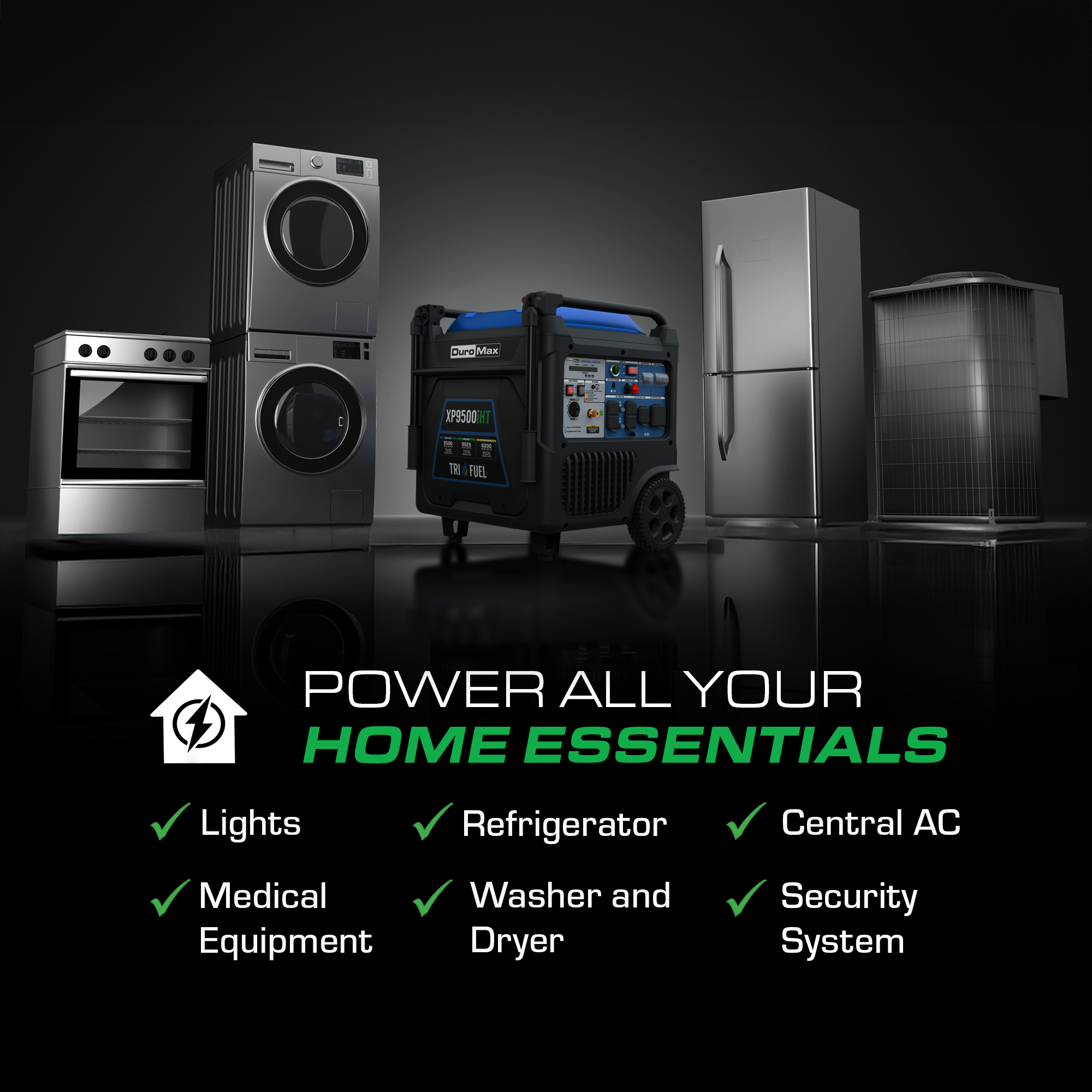 DuroMax XP9500iHT 9,500 Watt Portable Tri Fuel Inverter Generator - Quiet, Low THD - Image 6