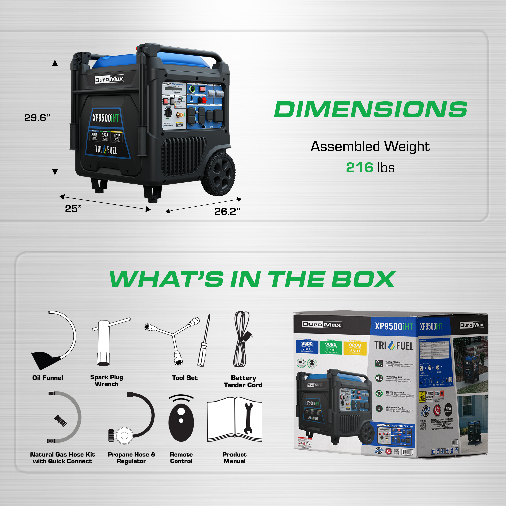 DuroMax XP9500iHT 9,500 Watt Portable Tri Fuel Inverter Generator - Quiet, Low THD - Image 8